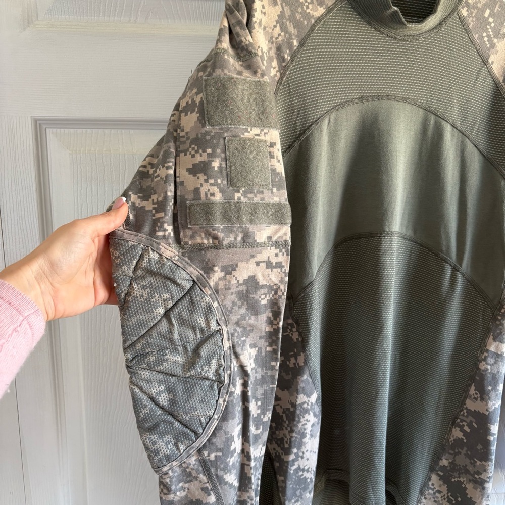 Massif Army Combat Shirt Mens Large OD Green ACU Camo ACS FR Made USA 1/4 Zip L - Picture 2 of 6